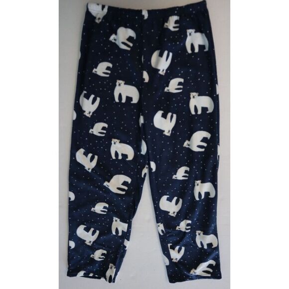Leveret Men's Sz Large Blue Polar Bear Cotton Top Fleece Pants Pajama Set - Picture 8 of 15